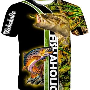 Fishing nice Mens Size L Fishaholic Graphic Teeshirt